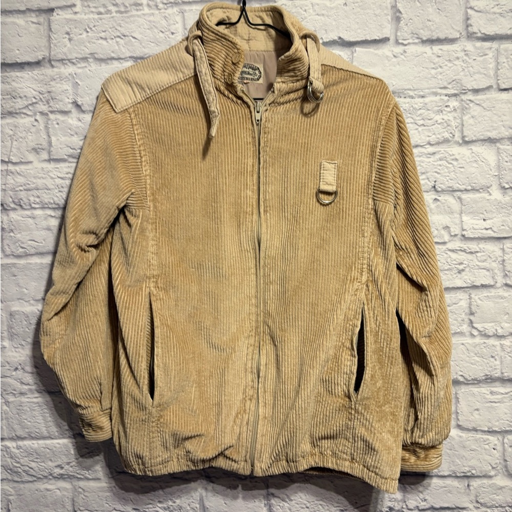 Road Runner Vintage Corduroy Zip-Up Jacket in Light Tan Small